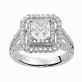 Artcarved Bridal Semi-Mounted with Side Stones Classic Halo Engagement Ring Francine 14K White Gold - 31-V367FCW-E.01 photo 4