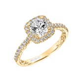 Artcarved Bridal Mounted with CZ Center Classic Lyric Halo Engagement Ring Mellie 14K Yellow Gold - 31-V934ERY-E.00 photo 2
