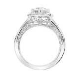 Artcarved Bridal Mounted with CZ Center Vintage Filigree Halo Engagement Ring Liviana 18K White Gold - 31-V797ERW-E.02 photo 3