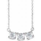 14K White 1 CTW Diamond Three-Stone Curved Bar 18 Necklace - 86917615P photo