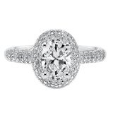 Artcarved Bridal Mounted with CZ Center Classic Pave Halo Engagement Ring Betsy 14K White Gold - 31-V378EVW-E.00 photo 2