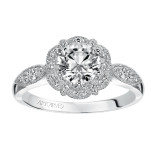 Artcarved Bridal Mounted with CZ Center Vintage Halo Engagement Ring Francesca 14K White Gold - 31-V480ERW-E.00 photo 4