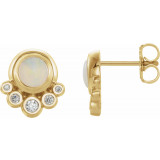 14K Yellow Opal & 1/8 CTW Diamond Earrings - 86780611P photo