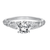 Artcarved Bridal Semi-Mounted with Side Stones Vintage Engagement Ring Kyle 14K White Gold - 31-V522ERW-E.01 photo 2