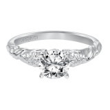 Artcarved Bridal Semi-Mounted with Side Stones Vintage Engagement Ring Kyle 14K White Gold - 31-V522ERW-E.01 photo 3