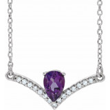 14K White Amethyst & .06 CTW Diamond 18 Necklace - 868146075P photo