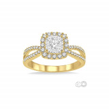 Ashi 14k Yellow Gold Square Shape Round Cut Diamond Lovebright Ring photo 2