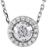 14K White 1/4 CTW Diamond Halo-Style 16 Necklace - 85916101P photo