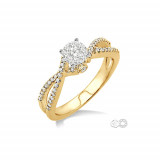 Ashi 14k Yellow Gold Round Cut Diamond Lovebright Engagement Ring photo