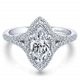 Gabriel & Co 14k White Gold Marquise Halo Engagement Ring photo