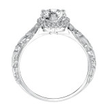 Artcarved Bridal Semi-Mounted with Side Stones Vintage Engraved Halo Engagement Ring Catrina 14K White Gold - 31-V487ERW-E.01 photo 3