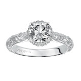Artcarved Bridal Semi-Mounted with Side Stones Vintage Engraved Halo Engagement Ring Catrina 14K White Gold - 31-V487ERW-E.01 photo 4