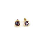 YCH 14k White Gold Synthetic Alexandrite Diamond Earrings photo