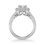 Artcarved Bridal Semi-Mounted with Side Stones Classic Lyric Halo Engagement Ring Loni 18K White Gold - 31-V1006GRW-E.03 photo 3