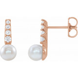 14K Rose Freshwater Cultured Pearl & 1/6 CTW Diamond Earrings - 86957607P photo