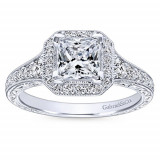 Gabriel & Co 14k White Gold Princess Cut Halo Engagement Ring photo