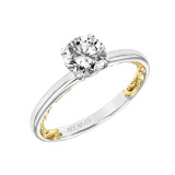 Artcarved Bridal Mounted with CZ Center Classic Lyric Solitaire Engagement Ring Beryl 14K White Gold Primary & 14K Yellow Gold - 31-V905ERWY-E.00 photo 2
