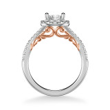 Artcarved Bridal Semi-Mounted with Side Stones Classic Lyric Halo Engagement Ring Augusta 18K White Gold Primary & Rose Gold - 31-V1003EVWR-E.03 photo 3