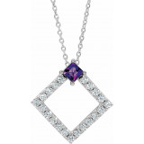 14K White Amethyst & 3/8 CTW Diamond 16-18 Necklace - 868906099P photo