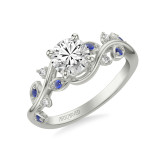 Artcarved Bridal Semi-Mounted with Side Stones Contemporary Engagement Ring 18K White Gold & Blue Sapphire - 31-V1036SERW-E.03 photo
