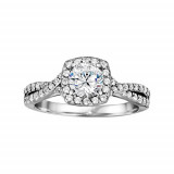 True Romance 14k White Gold 0.48ct Diamond Halo Semi Mount Engagement Ring photo