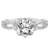 Artcarved Bridal Semi-Mounted with Side Stones Contemporary Floral Diamond Engagement Ring Phoebe 14K White Gold - 31-V337GRW-E.01 photo 2