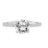 Artcarved Bridal Semi-Mounted with Side Stones Classic Engagement Ring Aubrey 18K White Gold - 31-V803ERW-E.03 photo 2