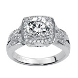 Artcarved Bridal Semi-Mounted with Side Stones Vintage Diamond Halo Engagement Ring Madison 14K White Gold - 31-V282GRW-E.01 photo 3
