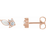 14K Rose Australian Opal & 1/6 CTW Diamond Cluster Earrings - 87123607P photo