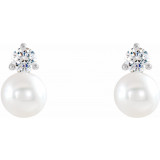 14K White Freshwater Cultured Pearl & 1/5 CTW Diamond Earrings - 86719620P photo 2