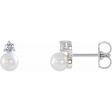 14K White Freshwater Cultured Pearl & 1/5 CTW Diamond Earrings - 86719620P photo