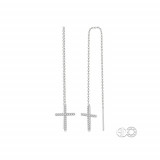 Ashi 10k White Gold Cross Thread Diamond Earrings photo