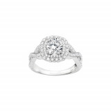True Romance 14k White 0.53ct Diamond Double Halo Semi Mount Engagement Ring photo