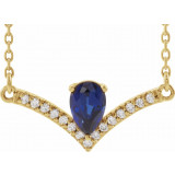 14K Yellow Blue Sapphire & .06 CTW Diamond 18 Necklace - 868146116P photo