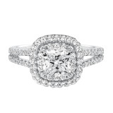 Artcarved Bridal Mounted with CZ Center Classic Halo Engagement Ring Dorothy 14K White Gold - 31-V610FUW-E.00 photo 2