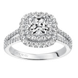 Artcarved Bridal Mounted with CZ Center Classic Halo Engagement Ring Dorothy 14K White Gold - 31-V610FUW-E.00 photo 4