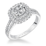 Artcarved Bridal Mounted with CZ Center Classic Halo Engagement Ring Dorothy 14K White Gold - 31-V610FUW-E.00 photo