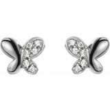 14K White .04 CTW Diamond Butterfly Earrings - 653404601P photo 2
