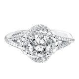 Artcarved Bridal Mounted with CZ Center Contemporary Rope Halo Engagement Ring Ivy 14K White Gold - 31-V701ERW-E.00 photo 2