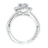 Artcarved Bridal Mounted with CZ Center Contemporary Rope Halo Engagement Ring Ivy 14K White Gold - 31-V701ERW-E.00 photo 3
