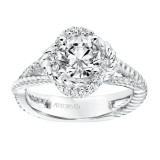 Artcarved Bridal Mounted with CZ Center Contemporary Rope Halo Engagement Ring Ivy 14K White Gold - 31-V701ERW-E.00 photo 4