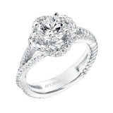 Artcarved Bridal Mounted with CZ Center Contemporary Rope Halo Engagement Ring Ivy 14K White Gold - 31-V701ERW-E.00 photo