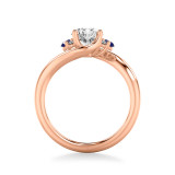 Artcarved Bridal Semi-Mounted with Side Stones Contemporary Engagement Ring 14K Rose Gold & Blue Sapphire - 31-V1030SERR-E.01 photo 3