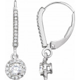 14K White 5/8 CTW Diamond Halo-Style Lever Back Earrings - 65293860001P photo