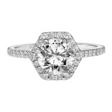 Artcarved Bridal Semi-Mounted with Side Stones Contemporary Halo Engagement Ring Lorelei 18K White Gold - 31-V850ERW-E.03 photo 2