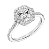 Artcarved Bridal Semi-Mounted with Side Stones Contemporary Halo Engagement Ring Lorelei 18K White Gold - 31-V850ERW-E.03 photo