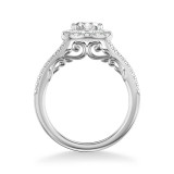 Artcarved Bridal Semi-Mounted with Side Stones Classic Lyric Halo Engagement Ring Hazel 18K White Gold - 31-V1007ERW-E.03 photo 3