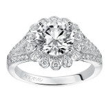 Artcarved Bridal Semi-Mounted with Side Stones Contemporary Bezel Halo Engagement Ring Irina 14K White Gold - 31-V540HRW-E.01 photo 4