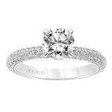 Artcarved Bridal Semi-Mounted with Side Stones Classic Pave Diamond Engagement Ring Helena 14K White Gold - 31-V749ERW-E.01 photo 4