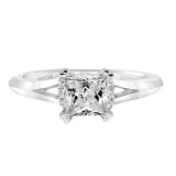 Artcarved Bridal Mounted with CZ Center Classic Halo Engagement Ring Sienna 14K White Gold - 31-V616ECW-E.00 photo 2